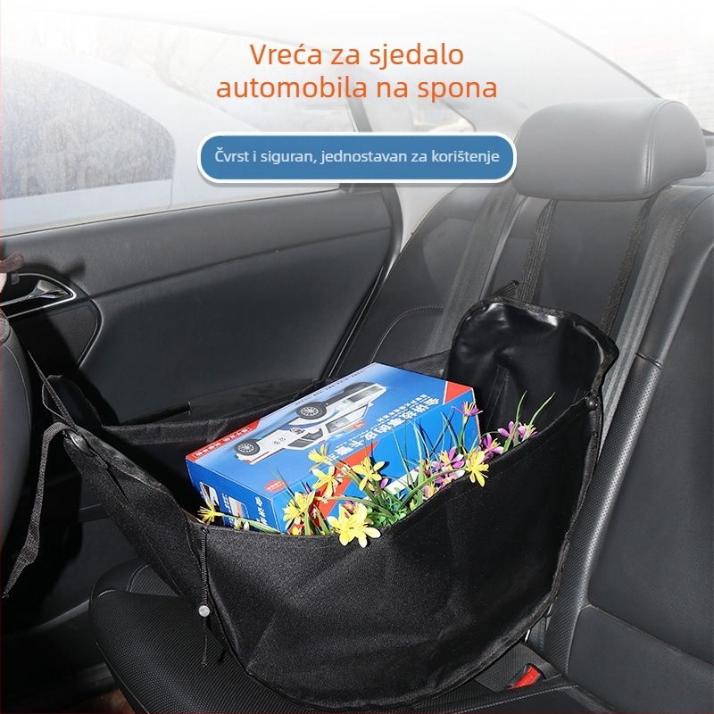 Vješena torba za pohranu na auto sjedalu, od Oxford platna, za srednje sjedište, kapacitet 1000, vodootporna i prilagodljiva s otiskom loga