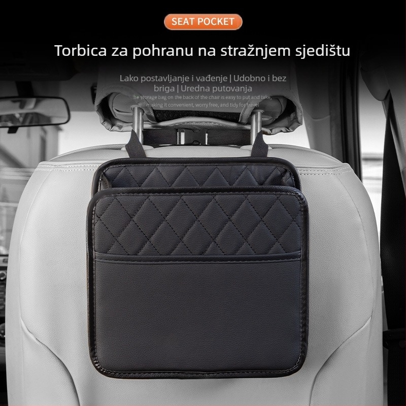 Torba za pohranu iza stražnjeg sjedala – kožna, velika kapaciteta, viseći način korištenja, otisak logotipa, prilagodljiva