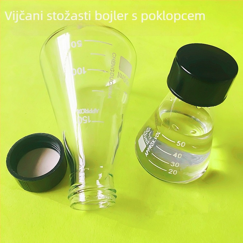 Staklena trokutasta konična boca s navojem i poklopcem, Elite Experiment