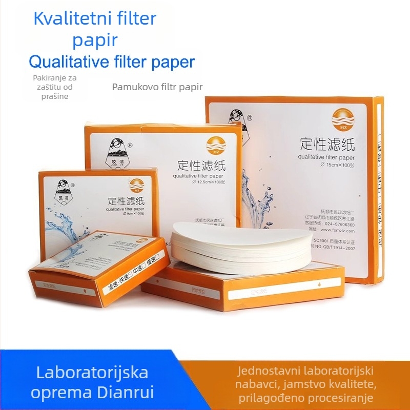 Bright filter papir, bez prilagodbe obrade, 100 lista po paketu, 50 kutija po kartonu, proizvođač: Fushun Civil Affairs Filter Paper Factory