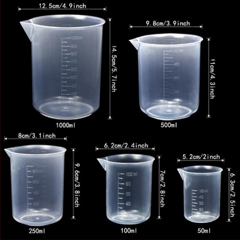 Huiya plastični laboratorijski mjerni posuda bez ručke s dvostrukom skalom, set od 9 kom, model 5