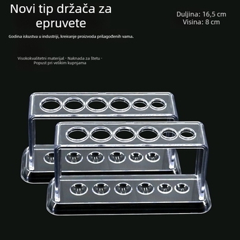 Plastični držač za epruvete s 6 rupa, proziran, model 007