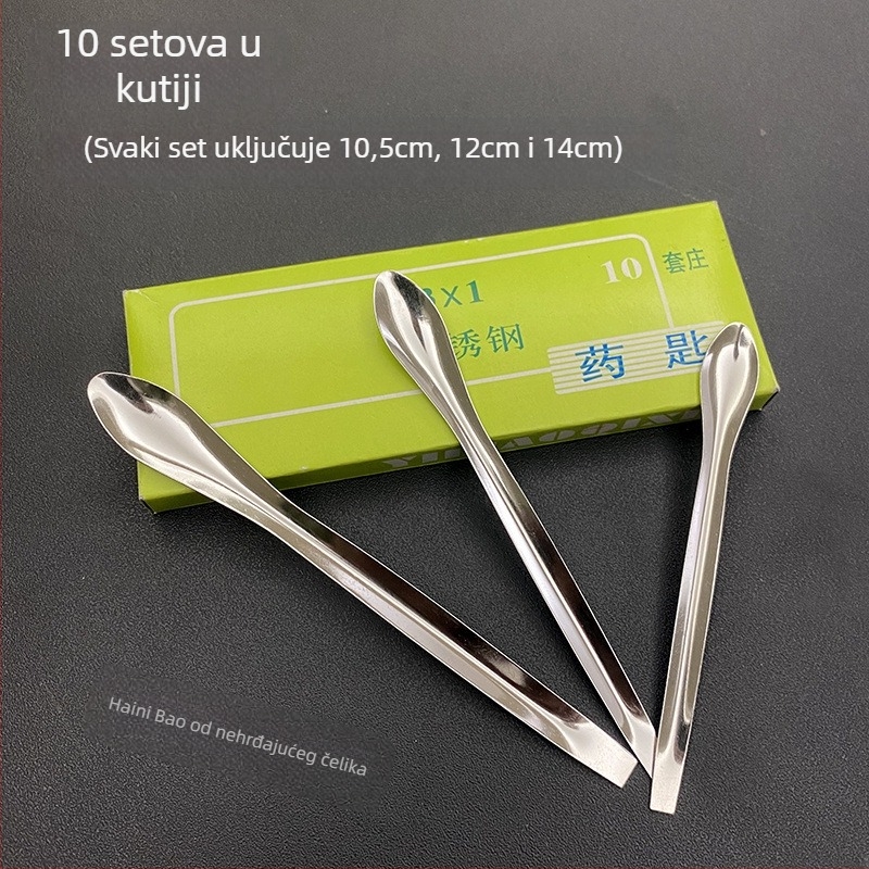 Nerđajući čelik laboratorijska žličica, trodijelni set, mikro žličice, 10 setova u kutiji
