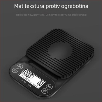 Digitalna kuhinjska vaga s mjeračem vremena za pour-over kavu, preciznost 0,1 g, prijenosna, 3 kg kapaciteta, vodootporna za pečenje