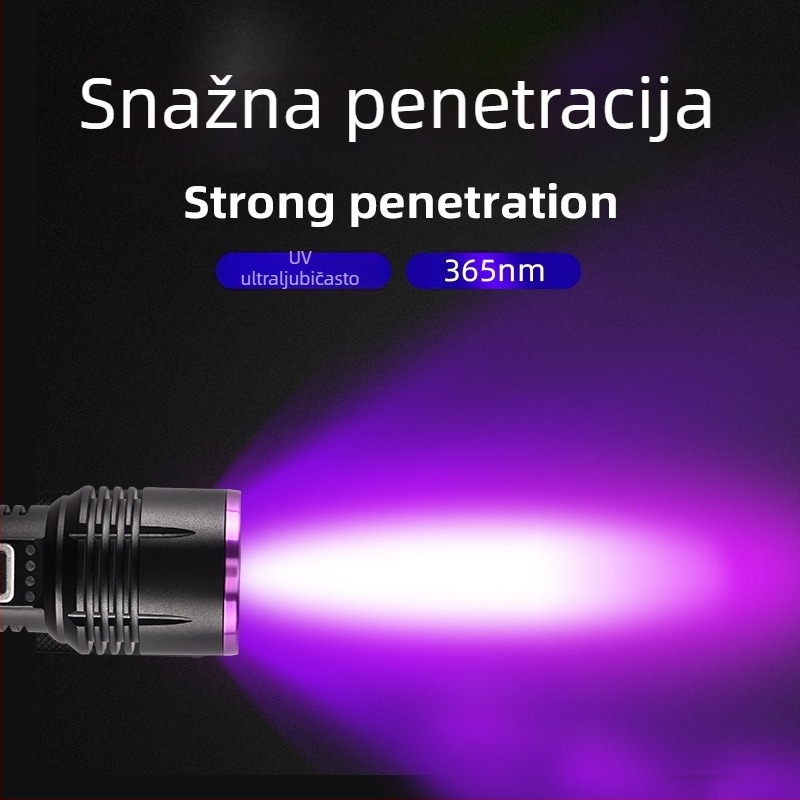 UV svjetiljka 365nm, Type-C punjenje, detekcija fluorescencije banknota, 30W, kućište od aluminijske legure