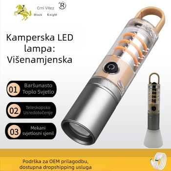 LED svjetiljka s optičkim zumom, ponovno punjiva, 10W, domet do 500 m, s kukom