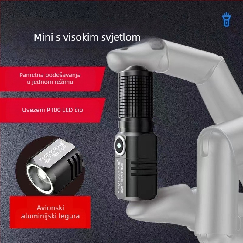P50 taktička svjetiljka: visoka svjetlost, dugi domet, punjiva LED svjetiljka, 50W, baterija 5800mAh, ručno pokretanje, domet >500 m