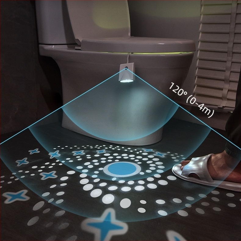 Noćna svjetiljka za WC s RGB projekcijom i zvjezdanim uzorkom, visi dizajn, senzor pokreta, model F16