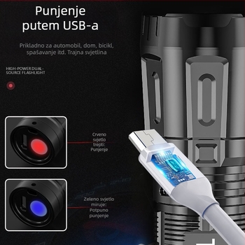 Ručna LED baterijska svjetiljka HS105 — 3W LED, 3,7V, baterija 14500, 90° snop