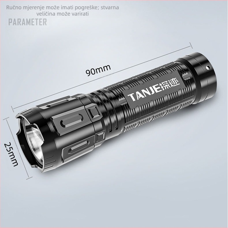 Ručna LED baterijska svjetiljka HS105 — 3W LED, 3,7V, baterija 14500, 90° snop