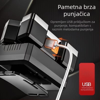 Lampa za glavu s pet LED dioda za rudnike, punjiva, 20W, 4000mAh, domet 100–200 m