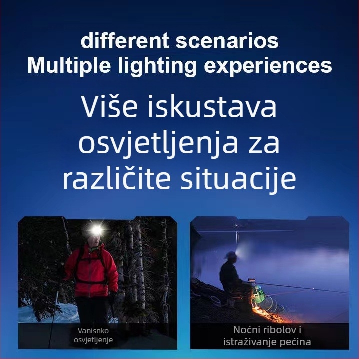 LED čelna lampica USB punjiva, domet 200 m, vodootporna, 113 g