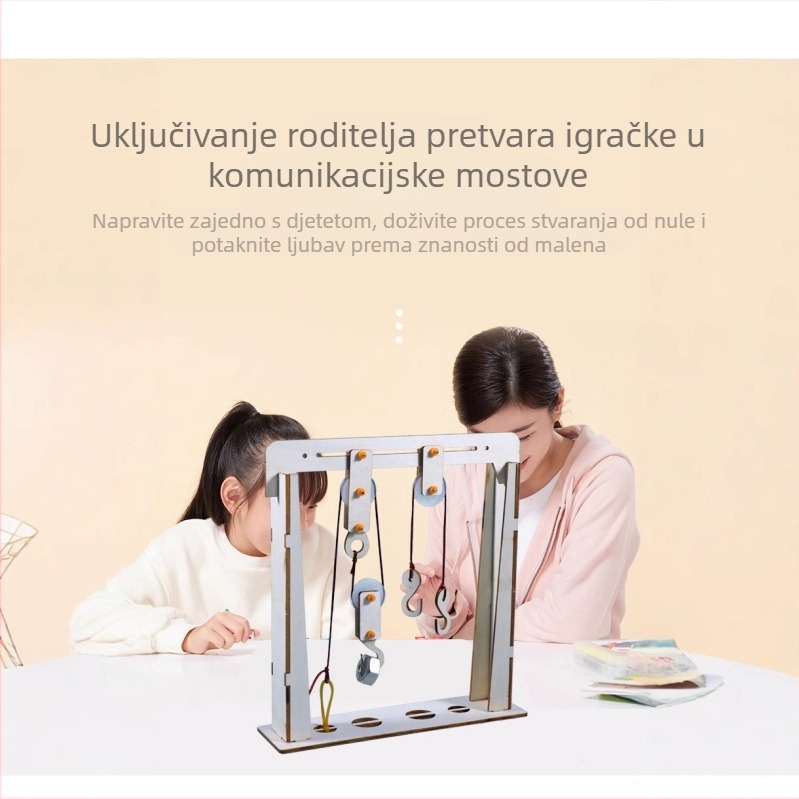 Drveni set fiksirane kladke za DIY fizikalne eksperimente – edukativna igra za tinejdžere 7–14 godina