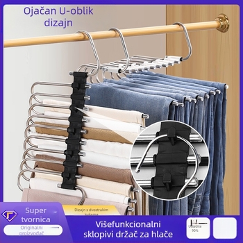 Xufeng držač hlača — višeslojni sklopivi teleskopski držač od nehrđajućeg čelika i ABS-a, protuklizni, 50 komada po kutiji