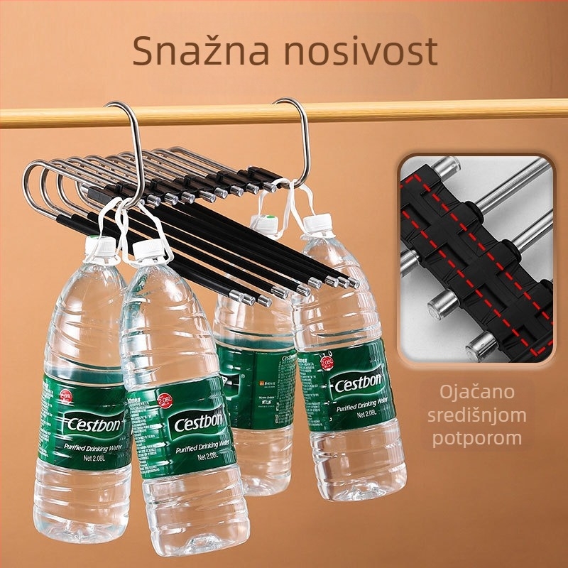 Xufeng držač hlača — višeslojni sklopivi teleskopski držač od nehrđajućeg čelika i ABS-a, protuklizni, 50 komada po kutiji