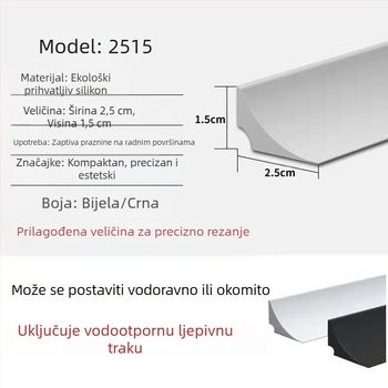Mekana silikon vodna barijera za rub kuhinjskog radnog stola i rub sudopera, vodonepropusna zaštita kupaonice