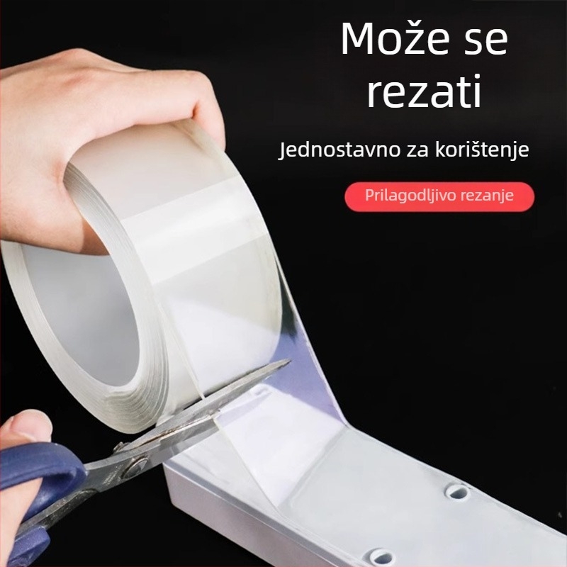 Nano traka (akril) – dvostrano ljepilo za montažu; ponovno upotrebljiva; radi pri normalnoj temperaturi; pogodno za razne skladišne primjene