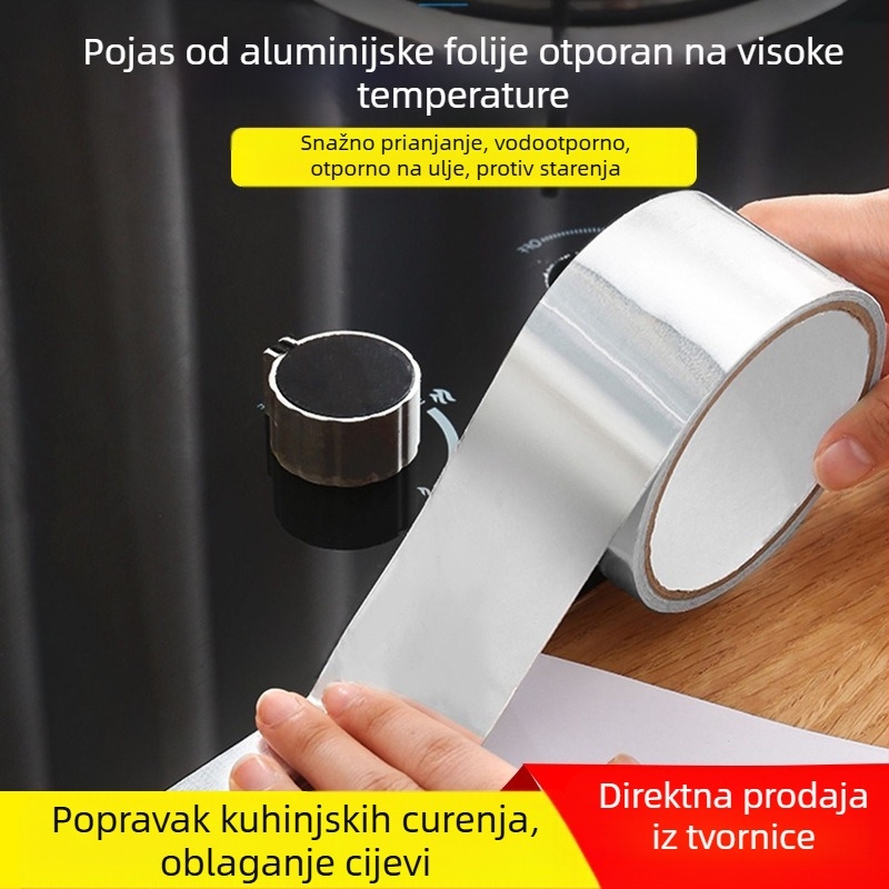 Aluminijska folijska traka visoke temperature, otporna na prljavštinu i toplinska izolacija, vodootporna samoljepljiva traka za spojeve od nehrđajućeg čelika za kuhinjsku ploču i sudoper, protiv plijesni
