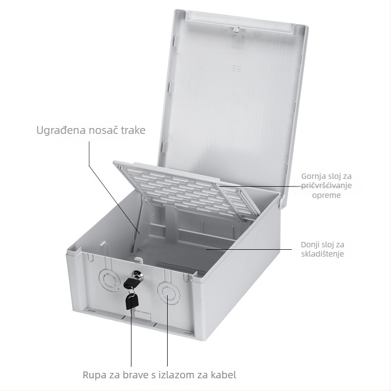 Vanjska zaključavajuća vodootporna kutija za nadzor, plastični preklopni poklopac, za niskonaponske instalacije