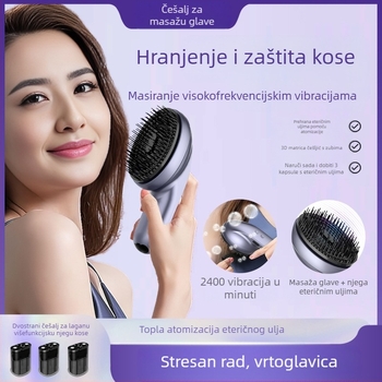 Četka za masažu glave – baterijsko napajanje, vibracija drugog stupnja, gumb za upravljanje, model K9, atomizacija esencijalnog ulja za njegu i rast kose
