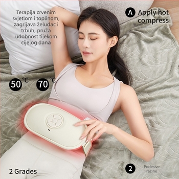 Abdominalni masažni uređaj sa toplim kompresijom, model A8, punjenje, upravljanje gumbima, težina 1,35 kg