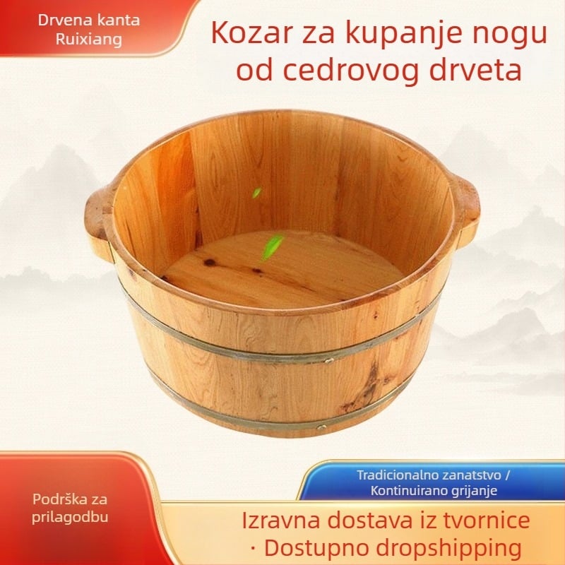 Drveni spremnik za kupanje stopala u obliku bure Ruixiang za odrasle