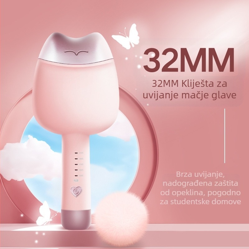 Palica za kosu s keramičkim grijačem, 4 postavke temperature (170–230°C), 65W, 110–240V, za mokru i suhu kosu