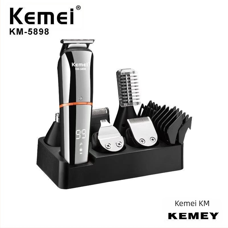 KEMEI KM-5898 USB-punjivi električni šišač za kosu s LCD zaslonom i noževima od nehrđajućeg čelika