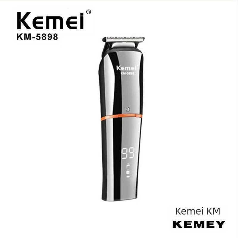 KEMEI KM-5898 USB-punjivi električni šišač za kosu s LCD zaslonom i noževima od nehrđajućeg čelika
