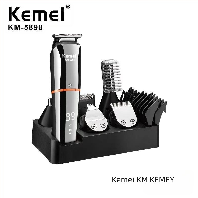 KEMEI KM-5898 USB-punjivi električni šišač za kosu s LCD zaslonom i noževima od nehrđajućeg čelika