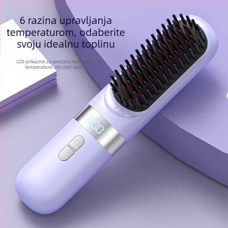 Bežični češalj za kosu s turmalinsko-keramičnim pločama, negativni ioni, 3 postavke temperature, LCD zaslon