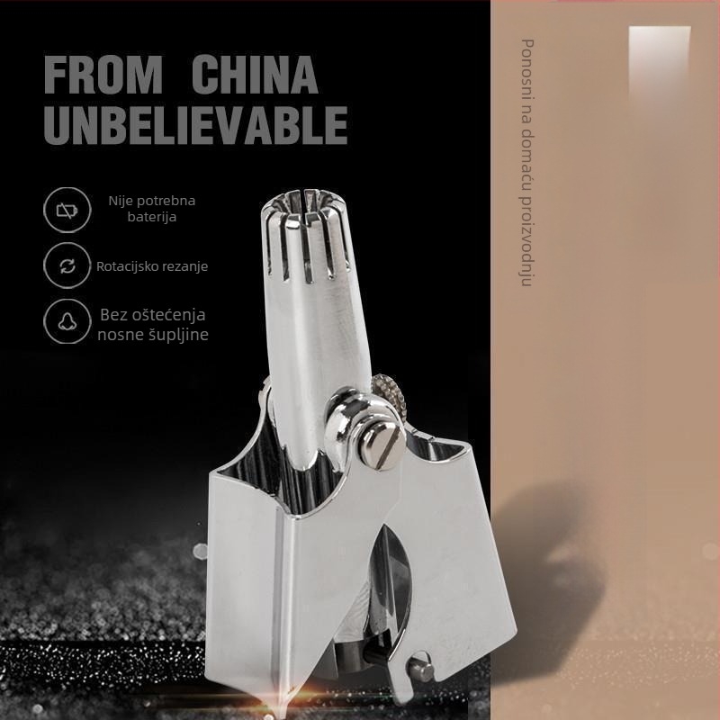 Ručni trimer za nosne dlačice – nehrđajući čelik, potpuno vodootvoren za pranje tijela, bez baterije, brijač i trimer nosnih dlačica