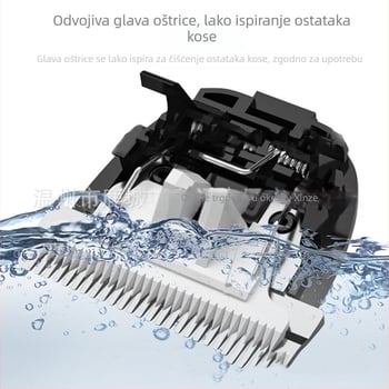 Profesionalni električni šišač za kosu s ugrađenom baterijom, noževi od nehrđajućeg čelika, odvojiva periva glava za čišćenje, vodootporan