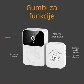 Bežični vizualni domofon za vrata, model x9; litijska baterija; 5V napajanje; glazbeni zvuk zvona; za kuću i ured