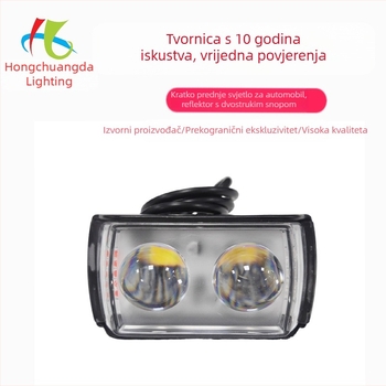 LED farovi s dvije leće za motocikle i terenska vozila, žuto-bijela dvostruka boja, crveno-plavo treptanje