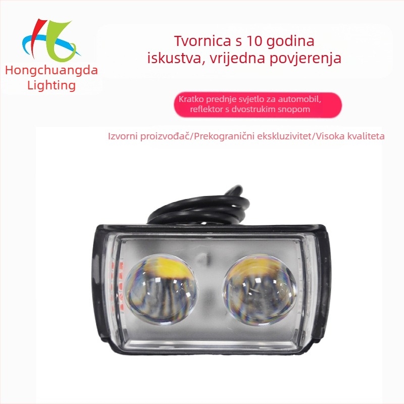 LED farovi s dvije leće za motocikle i terenska vozila, žuto-bijela dvostruka boja, crveno-plavo treptanje