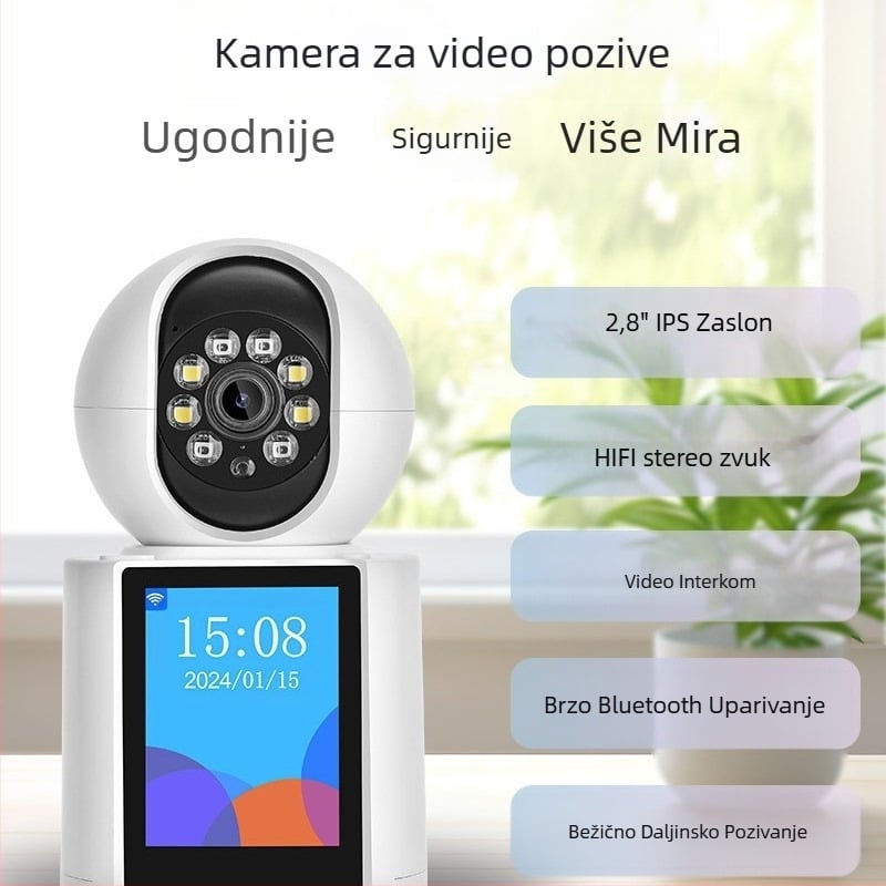 Wi‑Fi kamera za nadzor s dvostrukim videopozivom za starije osobe i bebe, 2 MP, TF kartica, noćno vidjenje