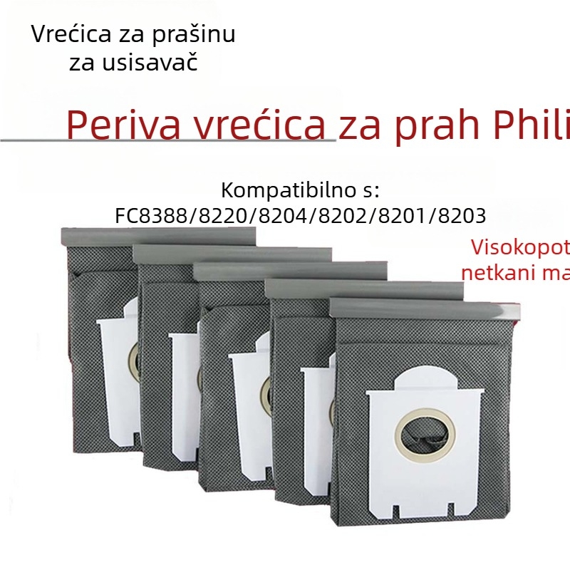 Torba za prašinu za kućni usisavač – netkani materijal, periva, model 8388, Jie Chuang, pogodna za 10–20 m²