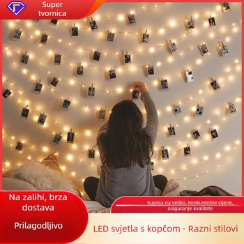 Klipovi od bakrene žice s USB-om za fotostenu, svadbena i božićna dekoracija, unutarnja upotreba, 5 m, 50 LED, topla bijela 2700K, IP44