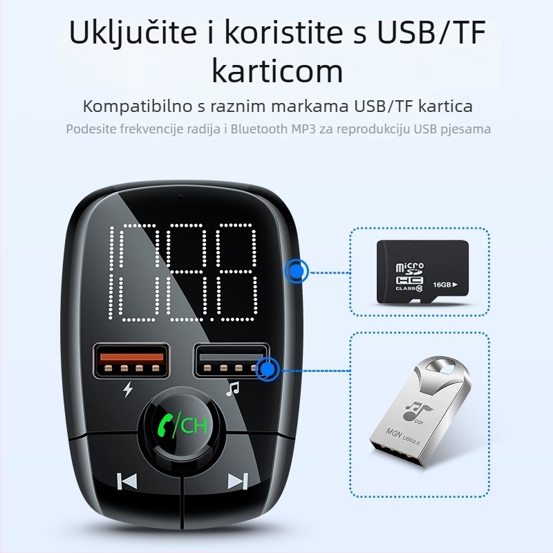 Auto MP3 player s FM radio, USB MP3, napajanje 12-24V, model T50