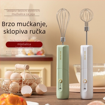 Električni mikser za jaja, nehrđajući čelik, bežično punjenje, 1200mAh baterija, 1200 obr/min, 15W (nehrđajući čelik; bežično punjenje; 1200mAh; 1200 obr/min; 15W)