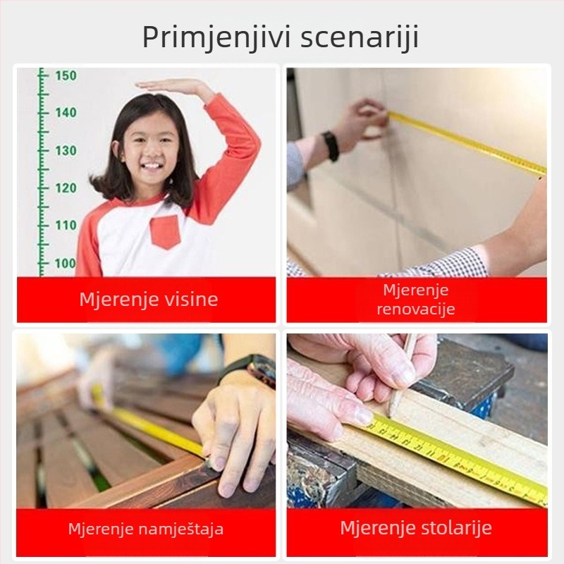 Mjerna traka s vodootpornom, fluorescencijskom i visokotehnološkom konstrukcijom, širim i debelim kućištem, otporna na habanje
