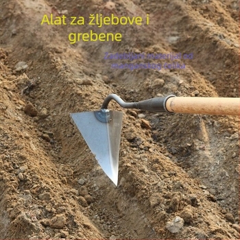 Ručni vučeni plug za otvaranje brazdi u vrtu – alat za obradu tla s drškom od željeza i glavom od čelika s niskougljičnog
