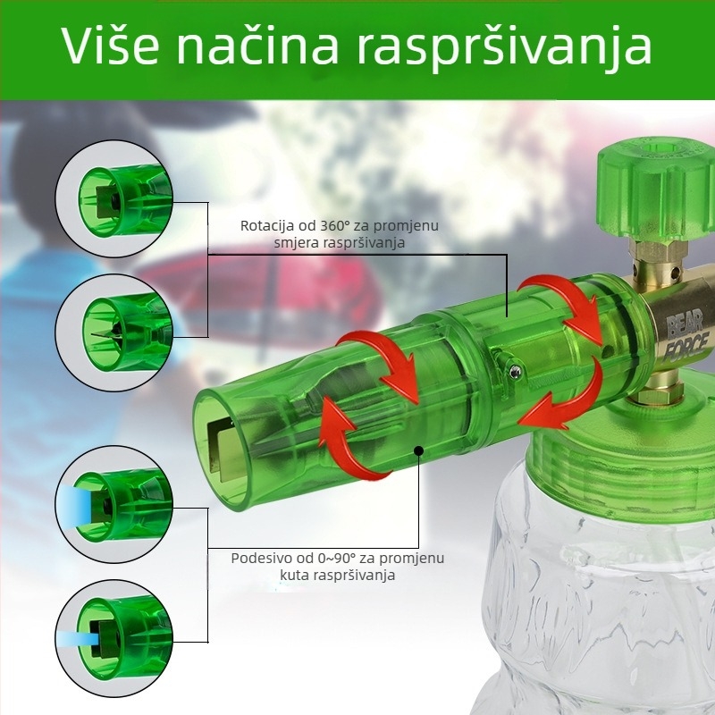 Visokotlačna pjena za pranje automobila s aluminijskom glavom pištolja i drškom – 276 bar / 4000 psi, domet prskanja 2, pogodno za automobile i visokotlačne čistače