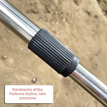 Vrtna grablja s okruglom glavom, teleskopka, od čelika niskog sadržaja ugljika, višezubna, model 0302