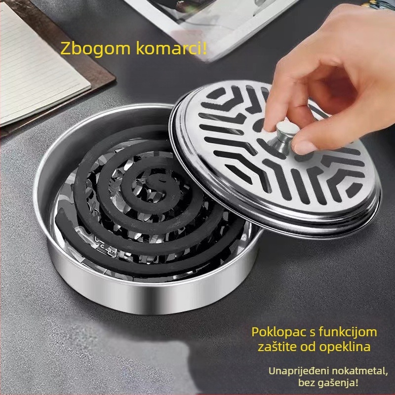 X-30 Debljana nehrđajuća čelična kutija za repelentne tamjane s poklopcem, otporna na vjetar, ponovna upotreba aromatičkog pladnja, s logom