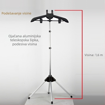 Stalak za parni glačalo za odjeću, trodijelni set s teleskopskom aluminijskom šipkom, četiri noge osnove i teleskopska šipka za dasku za glačanje