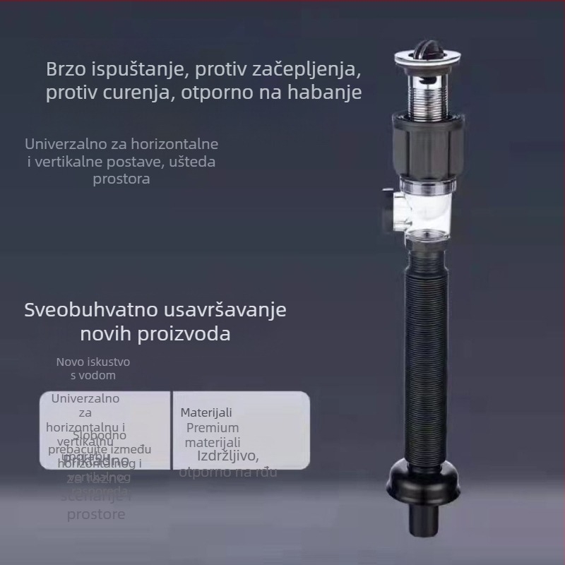 ABS odvodi za umivaonik sa S-oblikom, vučni tip, elektroplatirani dvostruki dizajn, prilagodljiva prerada