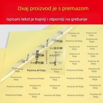 Prozirni PVC samoljepljivi papir za etikete s UV premazom, vodootporan i otporan na ogrebotine, kompatibilan s ispisom tintom i laserskim ispisom