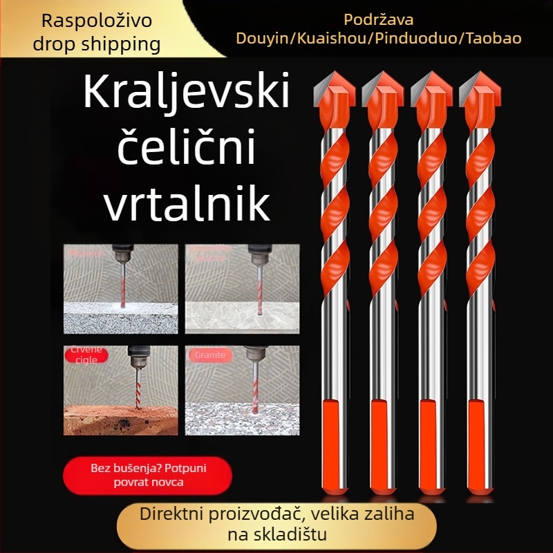 Aluminijski trokutasti bušač za pločice i beton – pogodan za staklo i cement, kompatibilan s bežičnim bušilom
